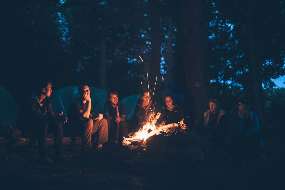 Friends around a campfire